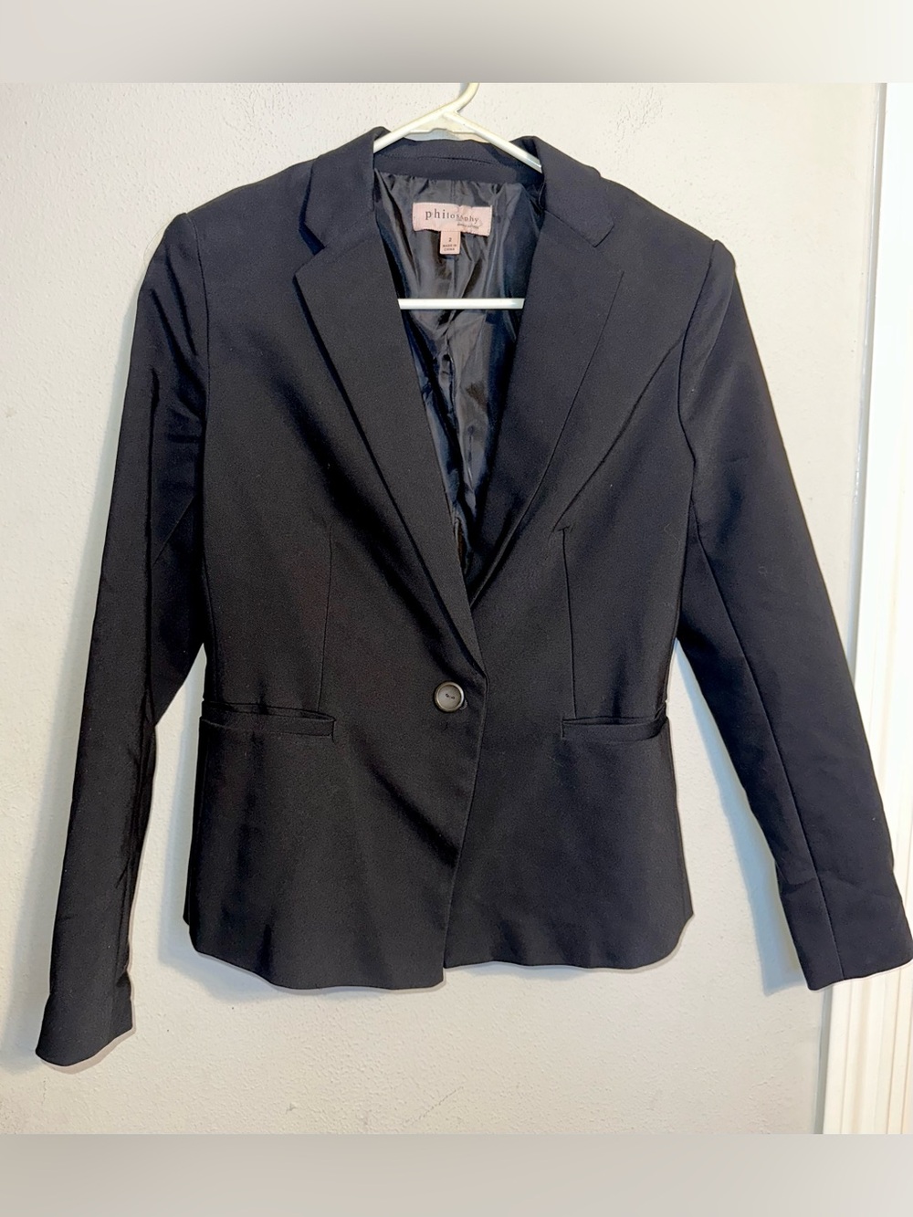 Philosophy Black Single Button Blazer